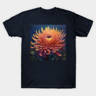 Folk Art Peach Chrysanthemum T-Shirt